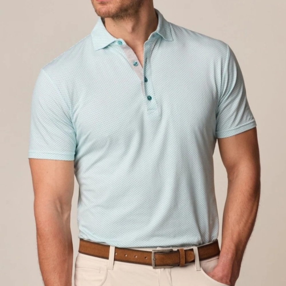 Johnnie-O Linxter Cotton Blend Performance Polo Shirt Elliott Green Grass XXL